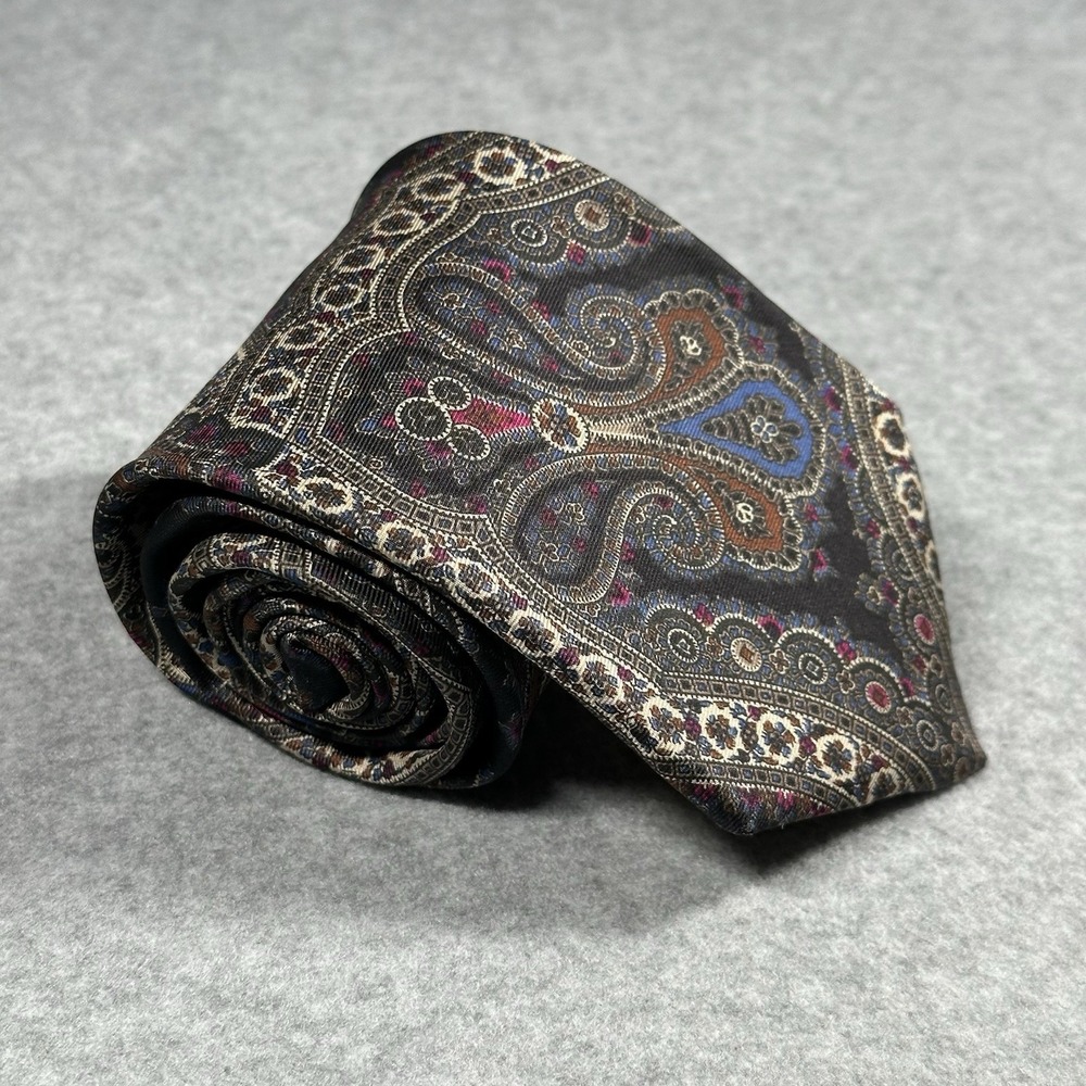 Vintage Mallory & Church London Silk Paisley Tie Wide Retro 80s 58x3.4in
